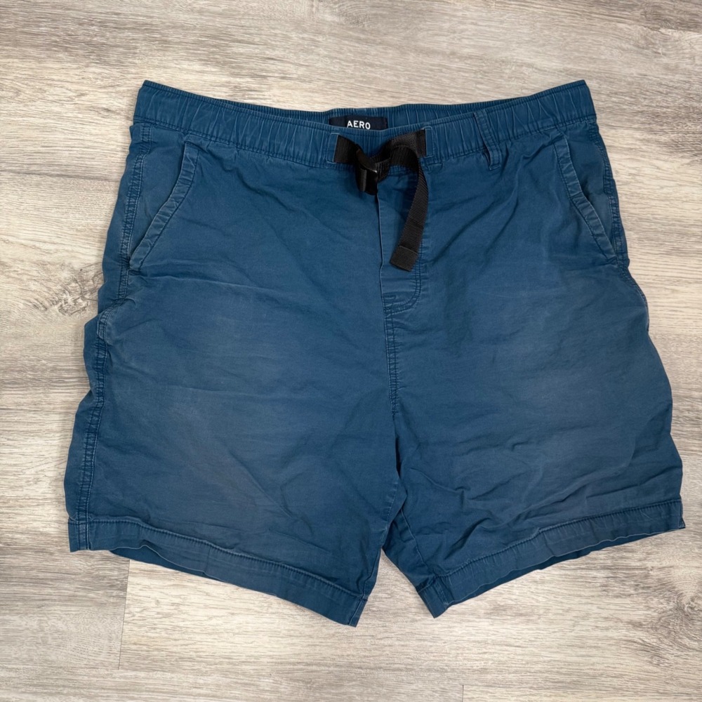 AERO Shorts Men's Blue Cargo Pocket‎ Elastic Waist Drawstring Size L